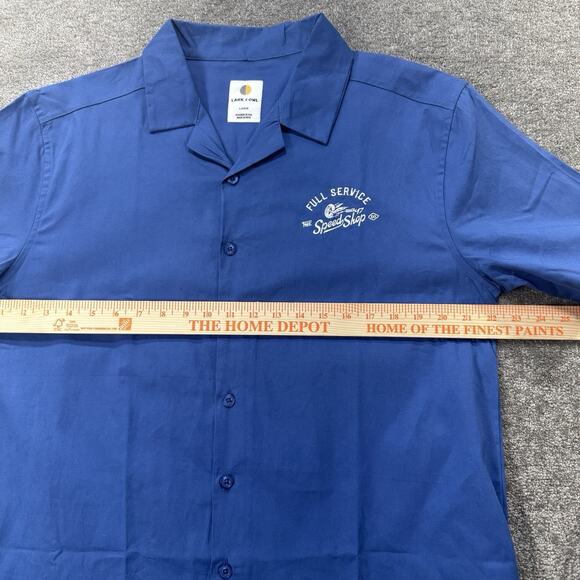 Lark & Owl Motorcycle Speed Shop Men’s Shirt Large Blue Button Up Vintage Look. - Picture 6 of 7